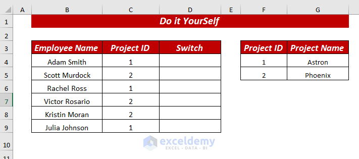 Practice Excel SWITCH Function