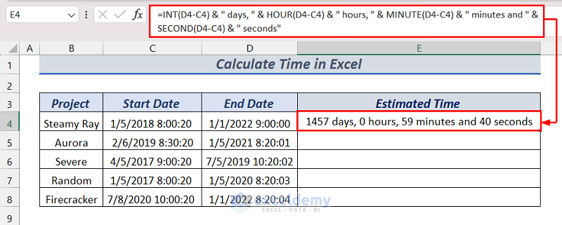 Output of Calculating & Showing Time Difference