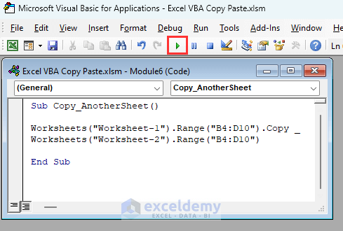 VBA code to copy data from one sheet to another