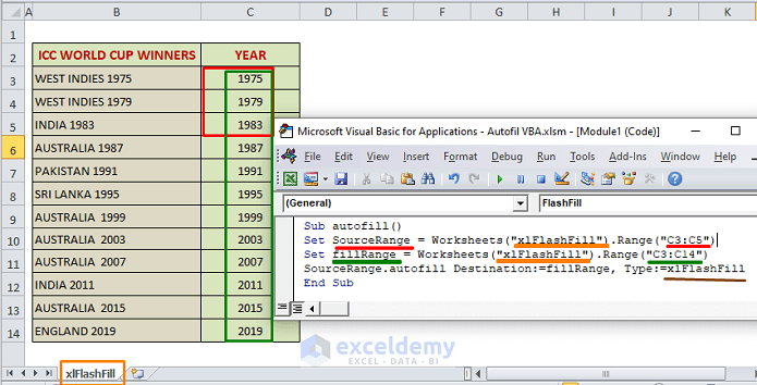 Excel VBA Autofill xlFlashFill