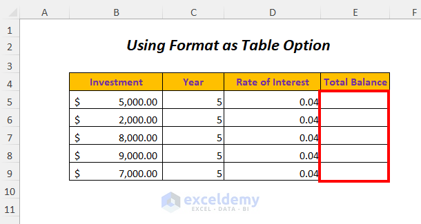 how to create a data table in excel