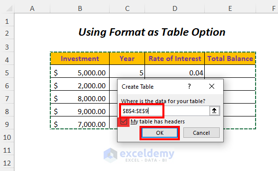 Format as Table