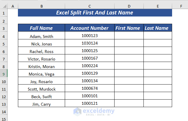 Using Function to Split First And Last Name with Comma in Excel