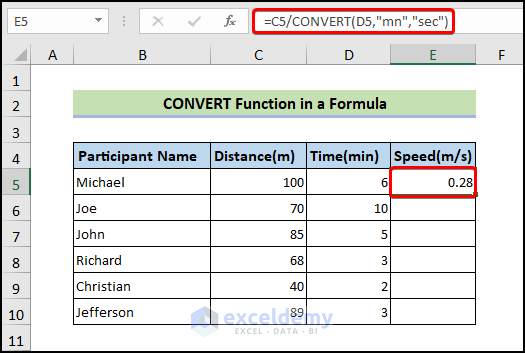 Using CONVERT Function in a Formula