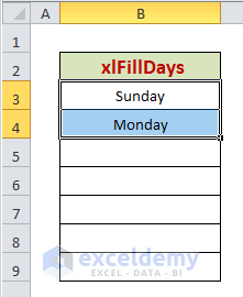 Excel VBA Autofill xlFillDays