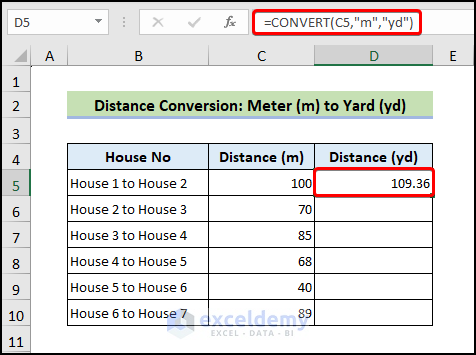 Distance Conversion: Meter (m) to Yard (yd)