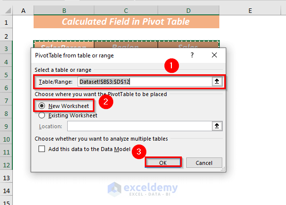 Create A Pivot Table to Use Calculated Field