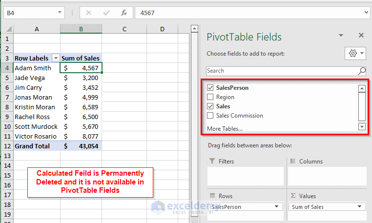 Permanently Remove A Calculated Field from Pivot Table