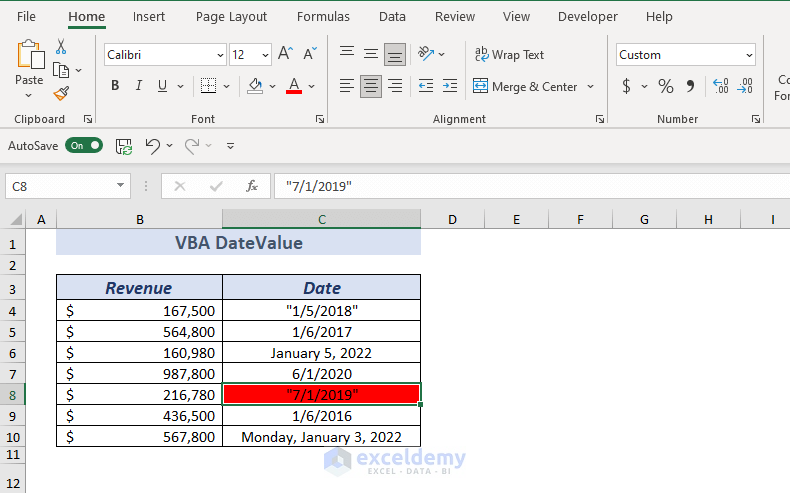 Reasons to Show Error of Excel VBA DateValue