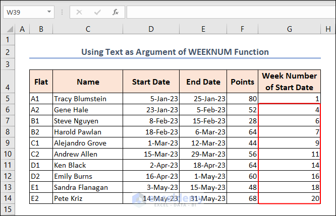got output of WEEKNUM function by AutoFill Feature in Excel