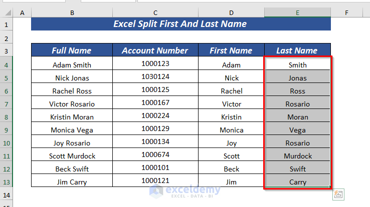 Find The Last Name in Excel