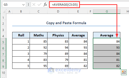 Exact formula is copied to another location
