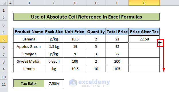 absolute cell references in excel formula