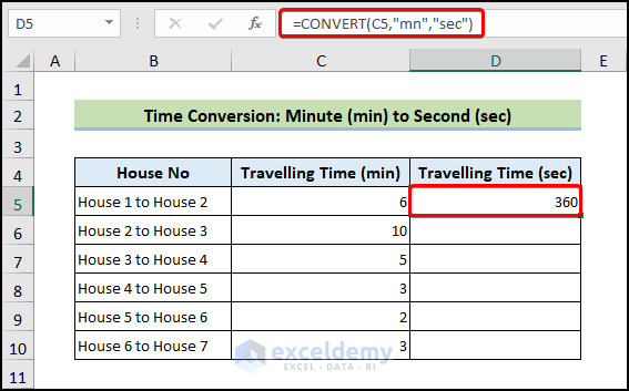 Time Conversion: Minute (min) to Second (sec)