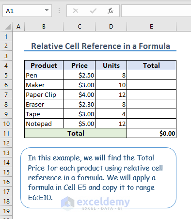 5-relative cell reference in Excel