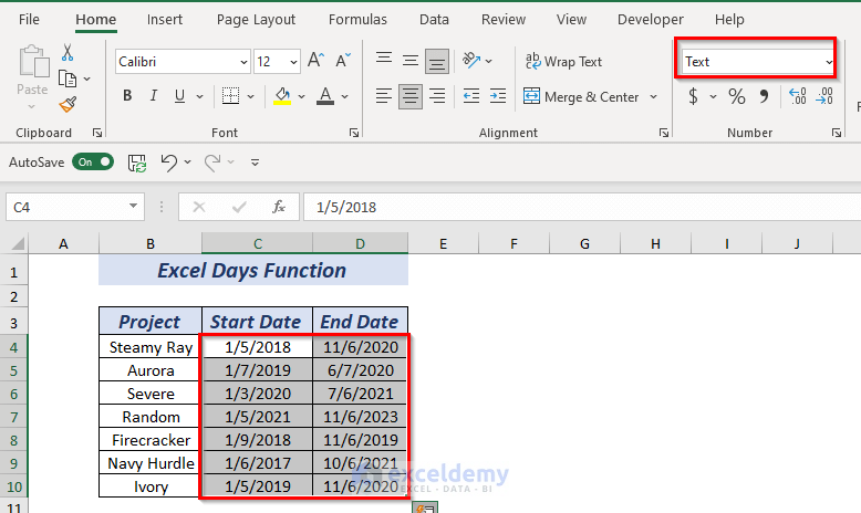 DAYS Function can Handle Text Format