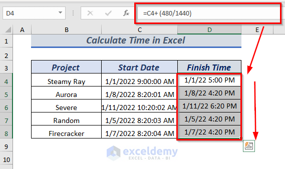Add Time Under or Over 60 Minutes in Excel