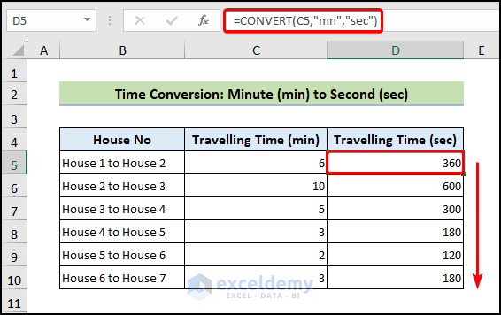 converting minute to second