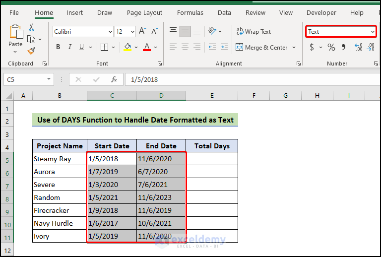 selected dates as formatted text