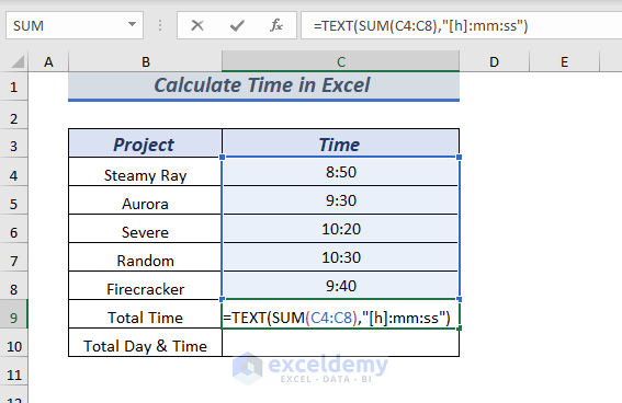 Using TEXT & SUM to Calculate Total Time