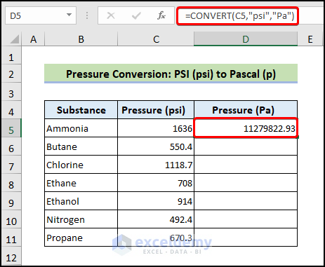 Pressure Conversion: PSI (psi) to Pascal (p)