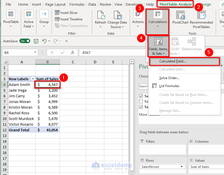 Inserting Simple Calculated Field in Pivot Table