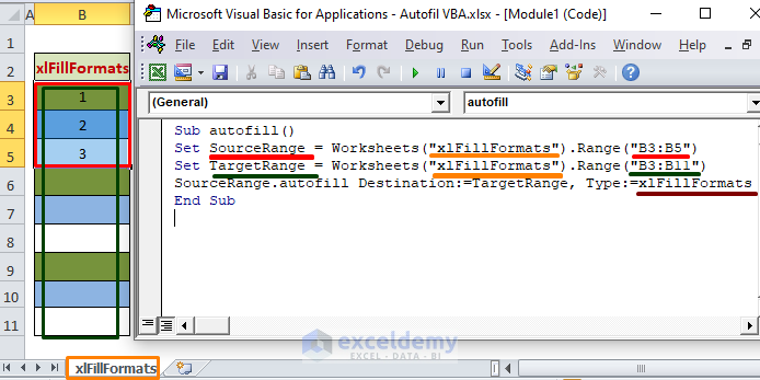 Excel VBA Autofill xlFillDefault