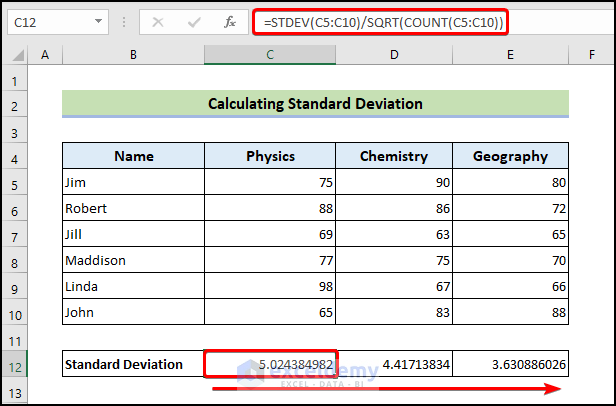 Calculating Standard Deviation