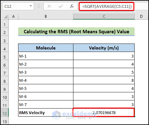 Calculating the RMS (Root Means Square) Value