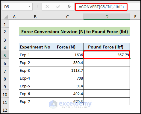 Force Conversion: Newton (N) to Pound Force (lbf)