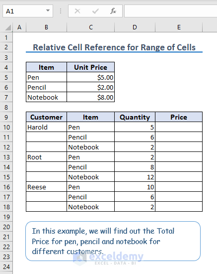 9-relative cell reference for range of cells