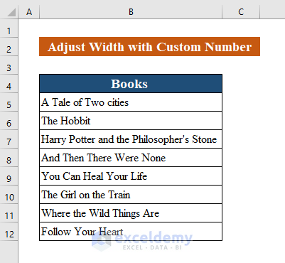 Insert a Custom Number to Adjust Column Width in Excel
