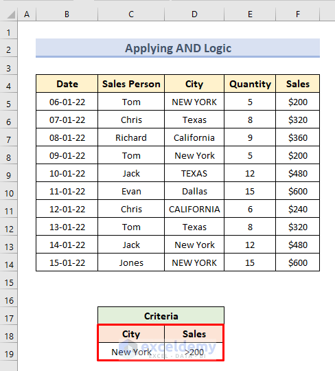 Advanced Filter Criteria Range with AND Logic