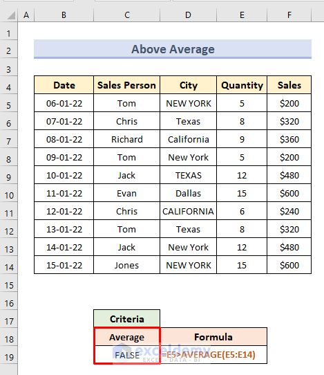 Use Advanced Filter Criteria Range to Calculate Values Below or Above Average