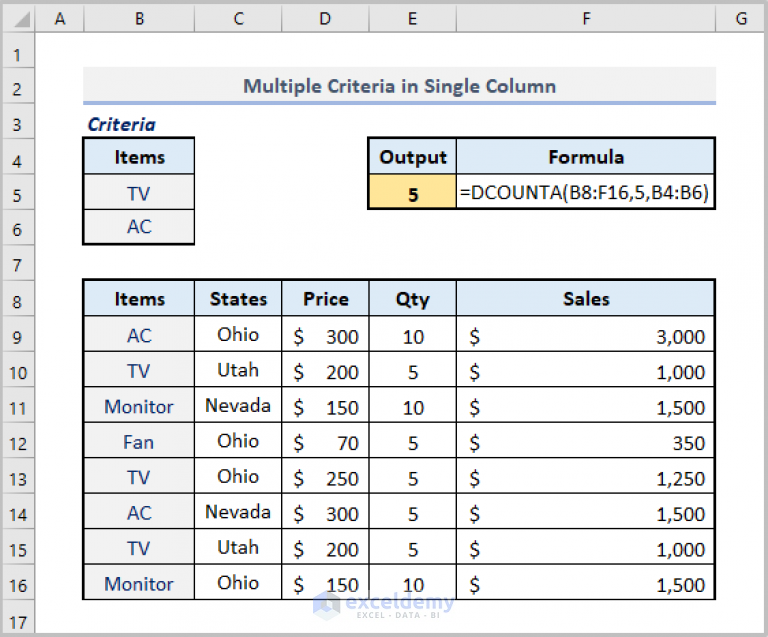 How to Use DCOUNTA Function in Excel (5 Examples) - ExcelDemy
