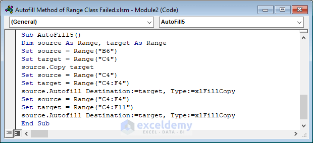 AutoFill Range Class Failed Problem with Desired Cells