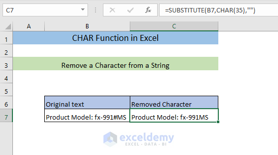 Excel CHAR function