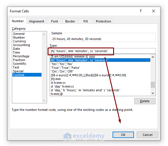 Create Custom Formats to Change Time Format in Excel