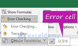 Find Circular Reference Error in Excel