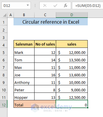 what is circular reference in Excel
