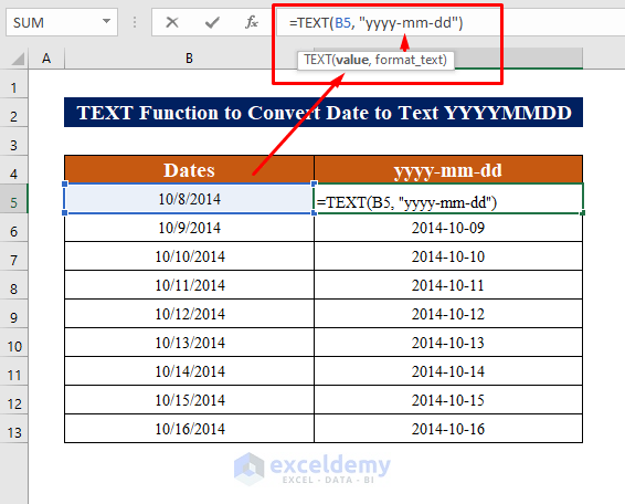 Convert Date to Text YYYYMMDD