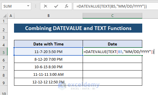 Applying DATEVALUE and TEXT functions 