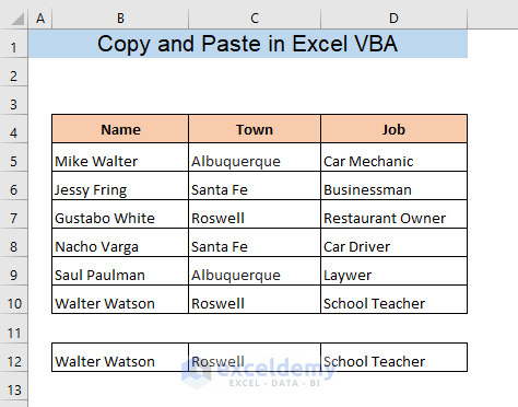 Copy and Paste in Excel VBA