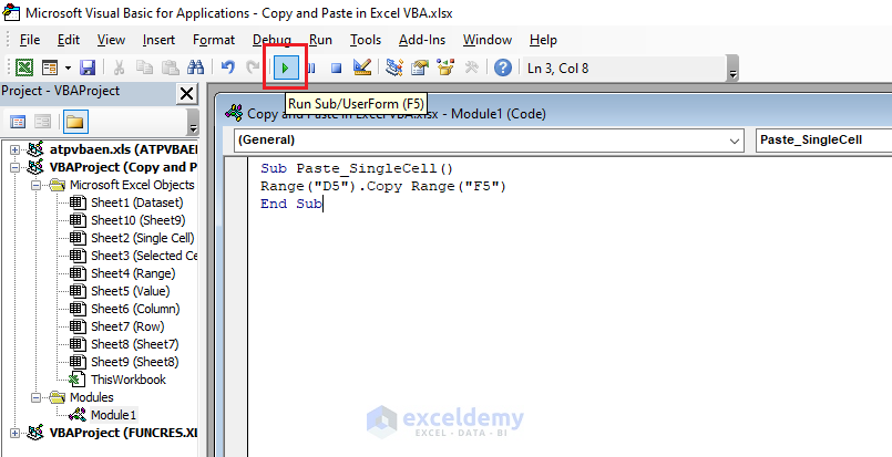Copy and Paste in Excel VBA