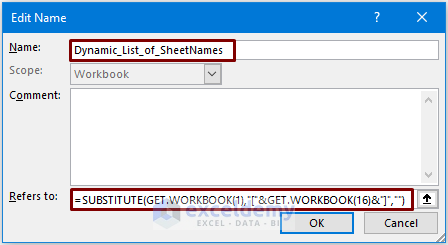 Creating a Dynamic List of Sheet Name Using SUBSTITUTE Function
