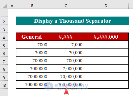 Show Thousand Separators with Custom Format Cells in Excel