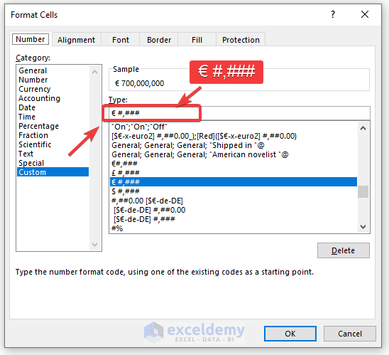 Include Currency Symbol with Custom Format Cells in Excel