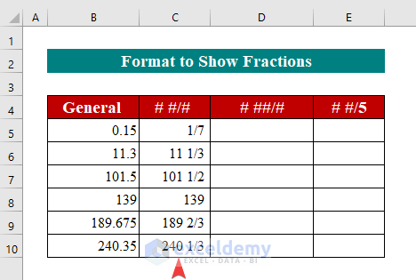 Convert Decimal Number into Fractions with Custom Format Cells in Excel