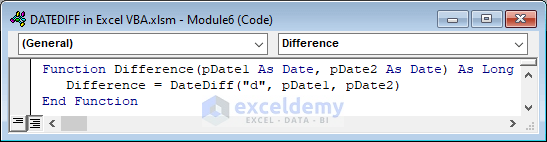 Build a Custom Excel Function Using DateDiff