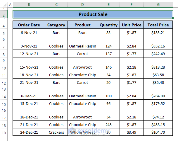 Dataset-Delete Unused Rows in Excel
